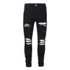 Men's Jeans style design black series ripped printed jeans with hole for men and women spring and summer high street patch denim pants 230316