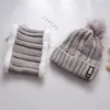 Beanies Beanie/Skull Caps Kioninai 2-PCS Winter Hat Beanie Scarf Neck Warmer Balaclava Cap Skallies Women Fur Pom Hats Sticked Female1