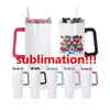 Gobelet de sublimation de 40 oz avec couvercles colorés et poignée Tasse de voyage en acier inoxydable de grande capacité de 5 couleurs Gobelet de voyage isotherme réutilisable Tasse à café 20pcs par étui