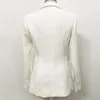 Ternos femininos de alta qualidade 2023 Moda de cor sólida Costura de renda v pescoço de um botão fivela dividida Manga longa Slim Women Blazer