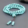 Strand Beaded Strands Prayer 6MM Light Blue Turquoises Elastic Rope Bracelet 108 Beads Knot Necklace Women Meditation Healing Bangles