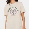 Women's T-Shirt Monte Carlo Tennis Print Women's T-Shirt Summer Cotton Oversized T Shirt Aesthetic Vintage Shirt Streetwear Top Retro Clothes 230316