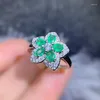 Anelli a grappolo per gioielli Anello fiore smeraldo reale naturale 925 argento sterling 3 4mm 0,25 ct 5 pezzi gemma fine S912268