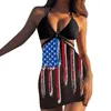 Kvinnors badkläder Kvinnor Amerikanska flaggtryck Bikini Set Swimsuit Vintage Plus Size Baddräkter Beachwear Sexig brasiliansk L5