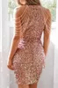 Sparkle Sequin Prom Dress Black Girls 2023 Beading Sleeve Short Party Night Evening Dresses Elegant Women Birthday Wear Speacial Occasion Cocktail Homecoming Clow