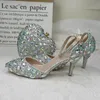Sandals 2023 Women Silver Bridal Wedding High Heels Ladies Party Dress And Bag Set Pointed Toe Thin Princess Crystal Shoes