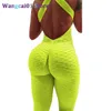 wangcai01 Monos para mujer 2020, mono Sexy con cuello Halter para mujer, mono de cintura alta, traje deportivo ajustado con espalda, ropa deportiva para correr, pantalones, mono con realce 0316H23