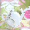 Party Favor Love Is Brewing Teapot Plastic Measuring Tape Keychain Portable Mini Key Chain Wedding Christmas Gift Favors RRA