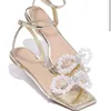 Summer Pearl Women's With Bow Sandals Flat Heels Elegant Party Ladies Shoes Plus Size 42 Sandalias Mujer 230 78