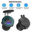 48W USB Car Charger Socket Waterproof Fast Charging Adapter PD Typ C QC3.0 Power Outlet med Switch for Car Marine Motorcykel