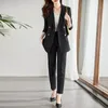 Costumes pour femmes Blazers Tissu de haute qualité Automne Hiver Femmes Costumes d'affaires Bureau professionnel Dames Vêtements de travail Pantalons Blazers Pantalons Ensemble 230316