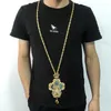 Pendant Necklaces Religious Necklace Crown Pectoral Cross Orthodox Jesus Crucifix Crystal Men Women Chain Long With Box