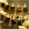 Frames 30/30/50 LED Hanging Picture Pen Peg Clip Fairy String Lights Party Birthday Pograph Decor1 Drop Delivery Home Garden Dheic