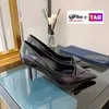 Kutu Bayan Elbise Ayakkabıları Logosu Baskılı 75mm Yüksek Topuklu Fırçalı Deri Pompalar Lüks Tasarımcı Sandalet Sıradan Moccasins Kadın Ayakkabı Boyutu 35-39