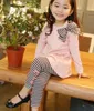 Clothing Sets Retail and wholesale spring autumn toddler girl clothing sets children clothes kids top with bow striped leggings 2pcs 230310