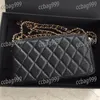 CC Torba Square Mini Kobiety telefon komórkowy torba na ramię jambskina Diamond kratę skórzana pikowana multi pochettes uchwyty paszportowe projektant Crossbody Fanny Pack 1