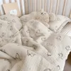 Quilts baby katoen mousseline dekter deken bunny print zomer quilt dekens voor baby's baby slaapomslag Koreaans babybeddengoed 230316