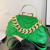 Shoulder Bags Elegant Women Pink Green Gold Thick Chain Crossbody Totes PU Leather Pleat Handbags Lady Clutch