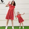 Family Matching Outfits Chivry Mom and Me Summer Loose Dress Mother Daughter O-Neck Short Sleeve All Over Dots Casual Dresses Family Matching 230316