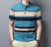 Men's Polos Summer men's clothing color-stripe striped POLO shirt business casual POLO shirt short-sleeved plus size POLO shirt 230316