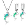 Necklace Earrings Set Women Jewelry Dolphin Animal Opal Earring For Christmas Gift Charms Accessories