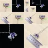 Ciondoli Collana a catena in argento 925 con elefante Ciondolo con diapositiva viola con zirconi cubici per donne / Fidanzamento / Festa / Regali Consegna a goccia Dhslv