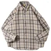 Bluzki damskie Awen Plaid Shirts Women and Tops Long Rleeve Lose Oversizes Casual Korean Cotton Checked Lady Owewear