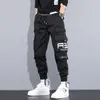 Pantalons pour hommes Joggers décontracté hommes Harajuku rubans Techwear mode Y2k Streetwear femmes Cargo noir Baggy Harem pantalon