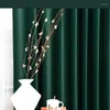 Cortina 2023 cortinas de veludo nórdicas para sala de estar para sala de estar para jantar verde escuro de cor sólida decoração de decoração de janela de janela