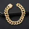Link Bracelets Chain Hip Hop Iced Out Men's Rapper Bracelet For Men Full Zirconia Pave With Cuban Jewelry Gifts Bijoux Femme 2023Link
