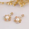 Necklace Earrings Set ZOSHI Flower Pendant Jewelry For Women Simulated Pearl Bridal Wedding Sets Fashion Gold Plated