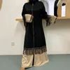 Vêtements ethniques Ouvert Abaya Dubaï Femmes Robe Musulmane Zip Caftan Turc Gland À Lacets Big Swing Longue Robe Islam Caftan Marocain Abayas