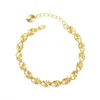 Braccialetti con ciondoli 24K Gouden Armband Gesneden Patroon Klavertje Vier Voor Vrouwen Bruiloft Partij Sieraden Geschenken