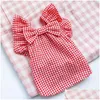 Dog Apparel Personalized Summer Dresses For Candy Color Cute Medium Small Cat Clothes Plaid Princess Puppy Pet Clothing 2 Colors Dro Dhpda