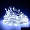 LED -snaren 10m 100 Solar Lamps Copper Wire Fairy String Patio Lights 33ft Waterdichte Outdoor Garden Kerstmis Wedding Party Decorat Dhafq