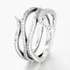 Sparkling CZ Diamond Snake Rings för Pandora Authentic Sterling Silver Wedding Party Jewelry For Women Girlvän present Designer Ring med originalboxuppsättning