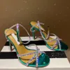 Aquazzura Sandale Damen Banda trasversale trasparente aus PVC Knöchelband mit Kristallen besetzte Abendschuhe Tanz Sensazione metallica Designer-Abendschuhe mit Cleo-Absatz