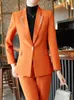 Women's Suits Blazers Women Elegant Casual Blazer Pantsuit Vintage Office Business Jackets Straight Trousers Suit Female Fashion 2 Pieces Outfits 230316