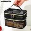 Cosmetic Bags Cases 1Pc Mesh Bag Makeup Black Zipper Pouch for Offices Travel Storage Toiletry 230316