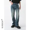 Męskie dżinsy mężczyźni High Street Hip Hip Casual Small Flare Denim Dżinsy Mężczyzna Japonia w stylu Korea Streetwear Vintage Denim Spodni Pant 230316