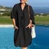 Abiti casual Donne Abito estivo oversize 2023 HARAJUKU traspirante in kaftan a maniche lunghe a manica lunga camicie ginocchiera boho