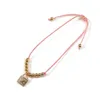 Charm Bracelets Shiny Cubic Zirconia Crystal Lock Charms Pendant Bracelet Women CZ Gold-plated Copper Filled Beads Pink Red String