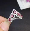 Cluster Ringe Natürlicher echter Rubin Kronenring 925 Sterling Silber 0,35 ct 5 Stück Edelstein Feiner Schmuck für Männer oder Frauen S8100307