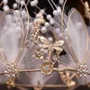 Collier boucles d'oreilles ensemble FORSEVEN luxe plume blanche simulée perle ronde diadèmes couronne pour princesse femmes mariée fête de mariage