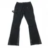 Mäns jeans män tvättade svart smala dekonstruerade jeans flerfärgade färgstänk åtta pocket styling streetwear 230316