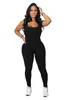 Desinger Women Jumpsuits Sexig ärmlös öppen rygg midja bodysuit mager onesies Hög midja tät sportyoga rompers