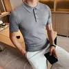 Męskie polo Summer Men Ice Silk krótkie koszulka polo Modna prosta swobodna lapka Slim Fit Formal Polo Shirt Homme Streetwear M-3xl 230316