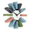 Wall Clocks Colorful Block Clock Solid Wood Import Movement Quartz Silent 30.5cm Decor Wacht Nordic Simple Creative Modern Design