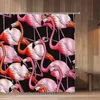 Duschvorhänge, Flamingo-Tier-Papageien-Vogel-Druck, tropische grüne Pflanze, Blätter, Blumen, Kaktus, Badewannen-Dekor, Hängevorhang-Set