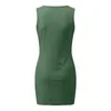 Casual Dresses Summer Fashion Women Sexy V Neck Solid Mini Dress Sleeveless Ruched Body Button Daily Accessories